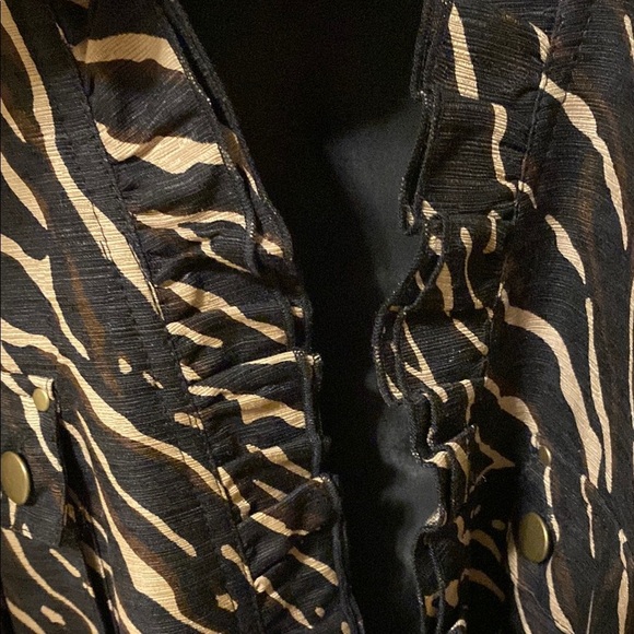 Women's Silk Jacket Blazer Ruffled Animal Print Luxury Office Business Casual - Picture 5 of 15